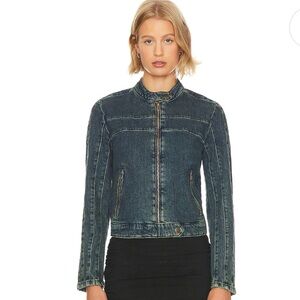 We The Free Fast Lane Denim Moto Jacket